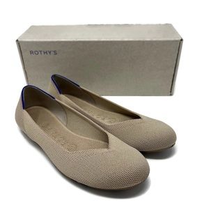 ROTHYS Tan Brown Ecru Flats Size 6